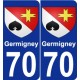 70 Germigney escudo de armas de la etiqueta engomada de la placa de pegatinas de la ciudad