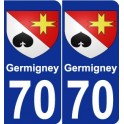 70 Germigney escudo de armas de la etiqueta engomada de la placa de pegatinas de la ciudad