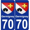 70 Germigney escudo de armas de la etiqueta engomada de la placa de pegatinas de la ciudad