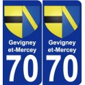 70 Gevigney-et-Mercey escudo de armas de la etiqueta engomada de la placa de pegatinas de la ciudad