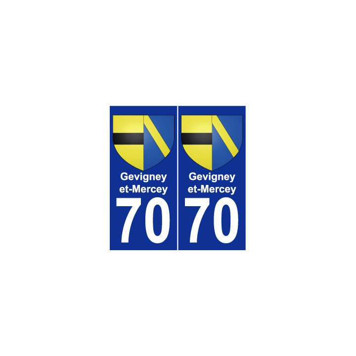70 Gevigney-et-Mercey escudo de armas de la etiqueta engomada de la placa de pegatinas de la ciudad