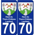70 Haut-du-Them-Château-Lambert escudo de armas de la etiqueta engomada de la placa de pegatinas de la ciudad