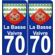 70 La Basse-Vaivre escudo de armas de la etiqueta engomada de la placa de pegatinas de la ciudad