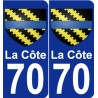 70 La Côte blason autocollant plaque stickers ville
