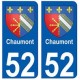 52 Chaumont blason autocollant plaque stickers ville