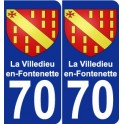 70 La Villedieu-en-Fontenette escudo de armas de la etiqueta engomada de la placa de pegatinas de la ciudad