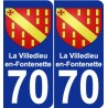 70 La Villedieu-en-Fontenette escudo de armas de la etiqueta engomada de la placa de pegatinas de la ciudad