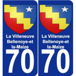 70 La Villeneuve-Bellenoye-et-la-Maize escudo de armas de la etiqueta engomada de la placa de pegatinas de la ciudad