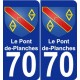 70 Le Pont-de-Planches escudo de armas de la etiqueta engomada de la placa de pegatinas de la ciudad