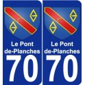 70 Le Pont-de-Planches escudo de armas de la etiqueta engomada de la placa de pegatinas de la ciudad