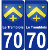 70 Le Tremblois escudo de armas de la etiqueta engomada de la placa de pegatinas de la ciudad