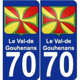 70 Le Val-de-Gouhenans escudo de armas de la etiqueta engomada de la placa de pegatinas de la ciudad