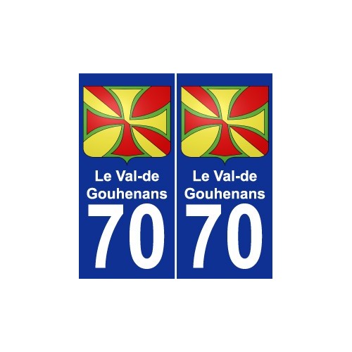 70 Le Val-de-Gouhenans escudo de armas de la etiqueta engomada de la placa de pegatinas de la ciudad
