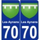 70 Les Aynans escudo de armas de la etiqueta engomada de la placa de pegatinas de la ciudad