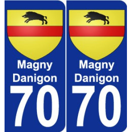 70 Magny-Danigon escudo de armas de la etiqueta engomada de la placa de pegatinas de la ciudad