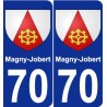 70 Magny-Jobert escudo de armas de la etiqueta engomada de la placa de pegatinas de la ciudad