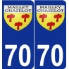 70 Mailley-et-Chazelot escudo de armas de la etiqueta engomada de la placa de pegatinas de la ciudad