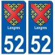52 Langres blason autocollant plaque stickers ville