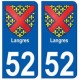 52 Langres blason autocollant plaque stickers ville