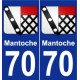 70 Mantoche escudo de armas de la etiqueta engomada de la placa de pegatinas de la ciudad