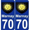 70 Marnay escudo de armas de la etiqueta engomada de la placa de pegatinas de la ciudad
