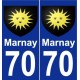 70 Marnay escudo de armas de la etiqueta engomada de la placa de pegatinas de la ciudad