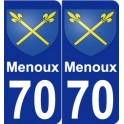 70 Menoux escudo de armas de la etiqueta engomada de la placa de pegatinas de la ciudad