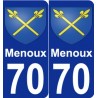 70 Menoux escudo de armas de la etiqueta engomada de la placa de pegatinas de la ciudad