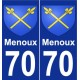 70 Menoux escudo de armas de la etiqueta engomada de la placa de pegatinas de la ciudad