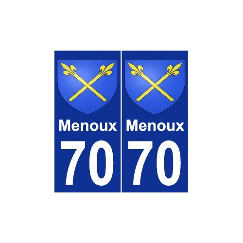 70 Menoux escudo de armas de la etiqueta engomada de la placa de pegatinas de la ciudad
