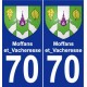 70 Moffans_et_Vacheresse escudo de armas de la etiqueta engomada de la placa de pegatinas de la ciudad