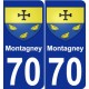 70 Montagney escudo de armas de la etiqueta engomada de la placa de pegatinas de la ciudad