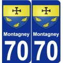 70 Montagney escudo de armas de la etiqueta engomada de la placa de pegatinas de la ciudad