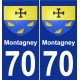 70 Montagney escudo de armas de la etiqueta engomada de la placa de pegatinas de la ciudad