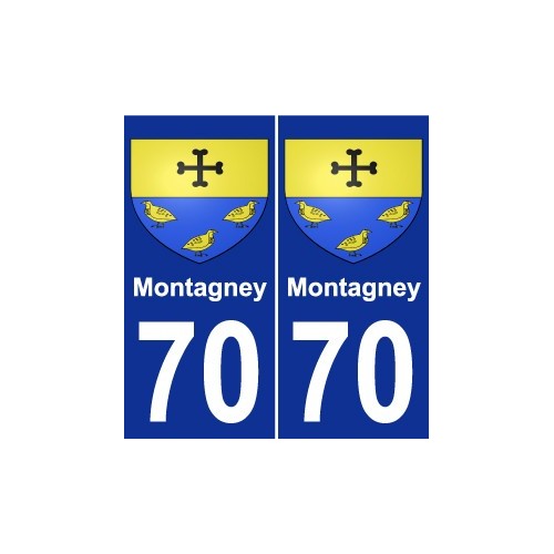 70 Montagney escudo de armas de la etiqueta engomada de la placa de pegatinas de la ciudad