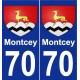 70 Montcey blason autocollant plaque stickers ville