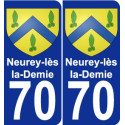70 Neurey-lès-la-Demie escudo de armas de la etiqueta engomada de la placa de pegatinas de la ciudad