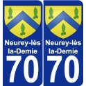 70 Neurey-lès-la-Demie escudo de armas de la etiqueta engomada de la placa de pegatinas de la ciudad