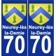 70 Neurey-lès-la-Demie escudo de armas de la etiqueta engomada de la placa de pegatinas de la ciudad