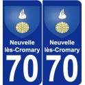 70 Neuvelle-lès-Cromary escudo de armas de la etiqueta engomada de la placa de pegatinas de la ciudad