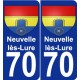 70 Neuvelle-lès-Lure escudo de armas de la etiqueta engomada de la placa de pegatinas de la ciudad
