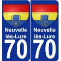70 Neuvelle-lès-Lure escudo de armas de la etiqueta engomada de la placa de pegatinas de la ciudad