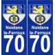 70 Noidans-le-Ferroux escudo de armas de la etiqueta engomada de la placa de pegatinas de la ciudad