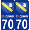 70 Oigney escudo de armas de la etiqueta engomada de la placa de pegatinas de la ciudad