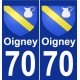 70 Oigney blason autocollant plaque stickers ville