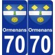 70 Ormenans blason autocollant plaque stickers ville