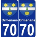 70 Ormenans escudo de armas de la etiqueta engomada de la placa de pegatinas de la ciudad