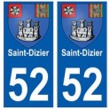 52 Saint-Dizier escudo de armas de la etiqueta engomada de la placa de pegatinas de la ciudad