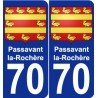 70 Passavant-la-Rochère escudo de armas de la etiqueta engomada de la placa de pegatinas de la ciudad