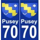70 Pusey blason autocollant plaque stickers ville